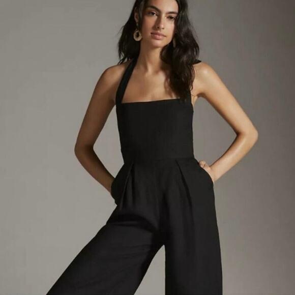 Rumer Freya Black Linen Jumpsuit Medium Anthropologie - Picture 2 of 5